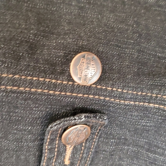 EUC!  Harley Davidson lined jean vest - Picture 5 of 9